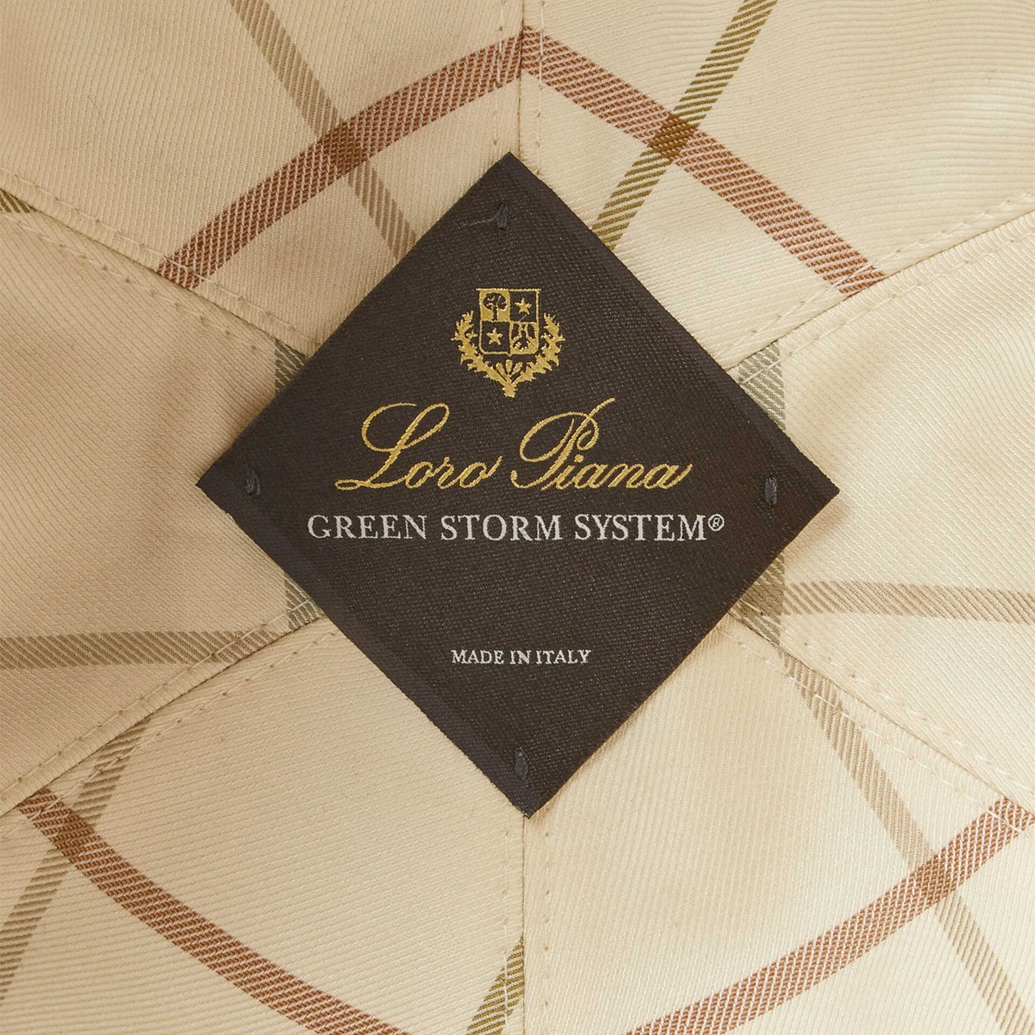 Detailed Inside View of Loro Piana Microfibre Storm System Sequoia Ivory Baseball Cap